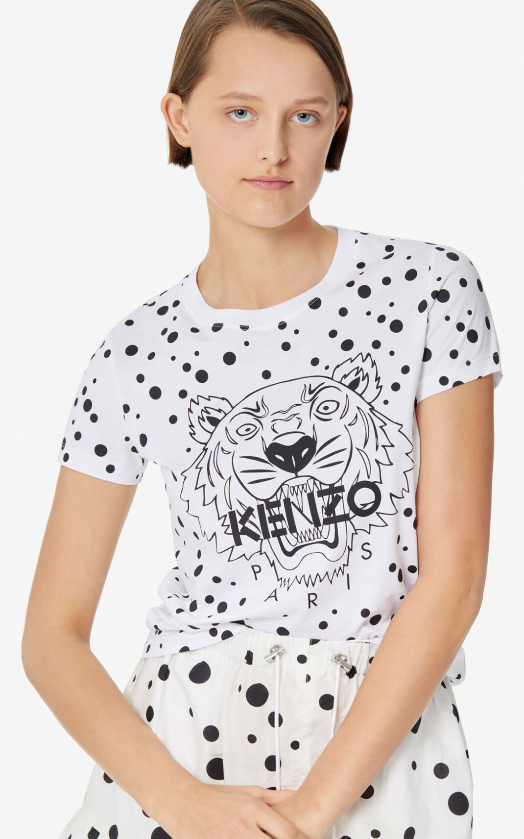 Kenzo Dots Tiger T Shirt Black For Womens 7568HOIMU